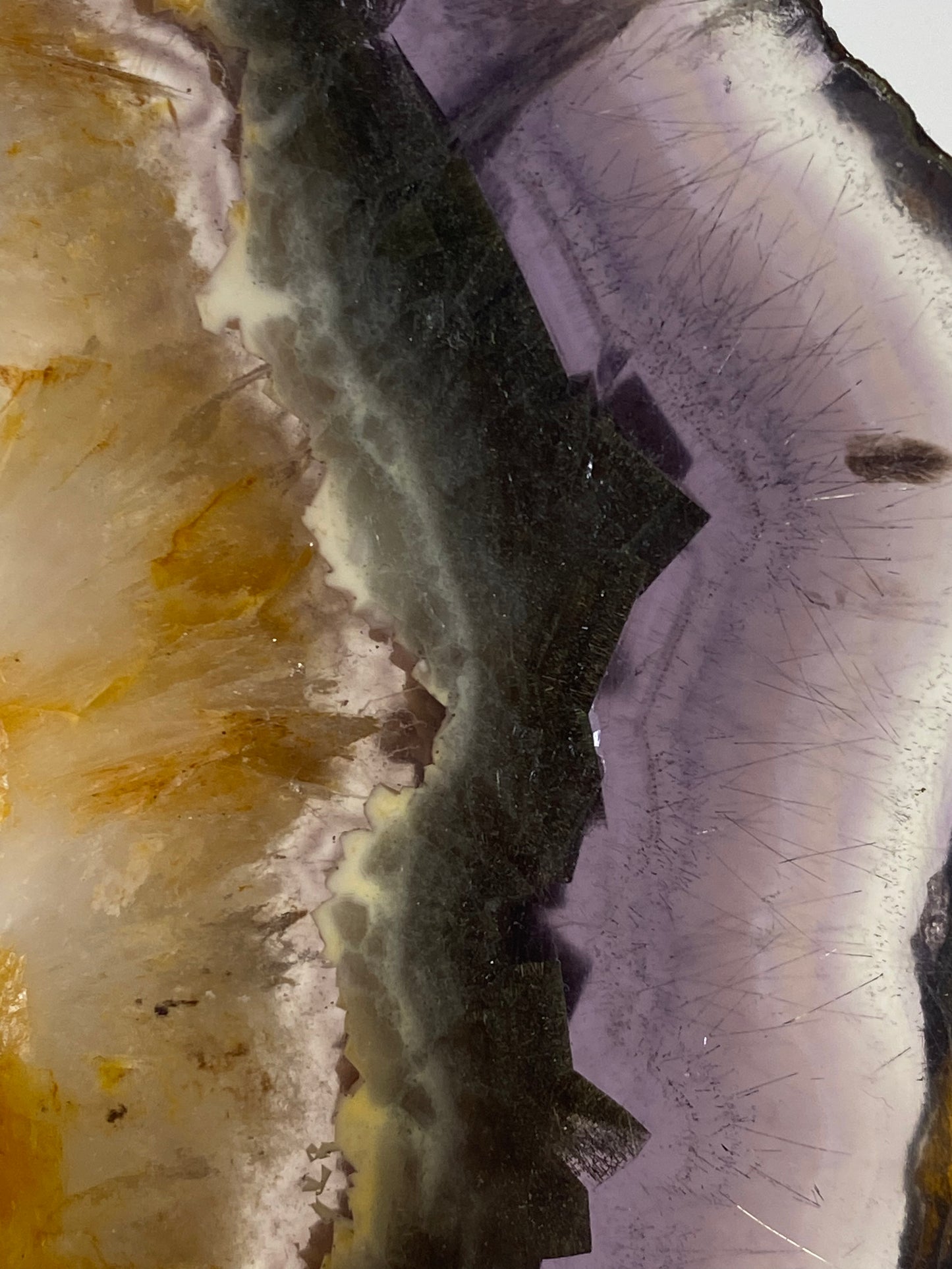 Rare Rainbow Fluorite with Pyrite Layer - Slab #FP006