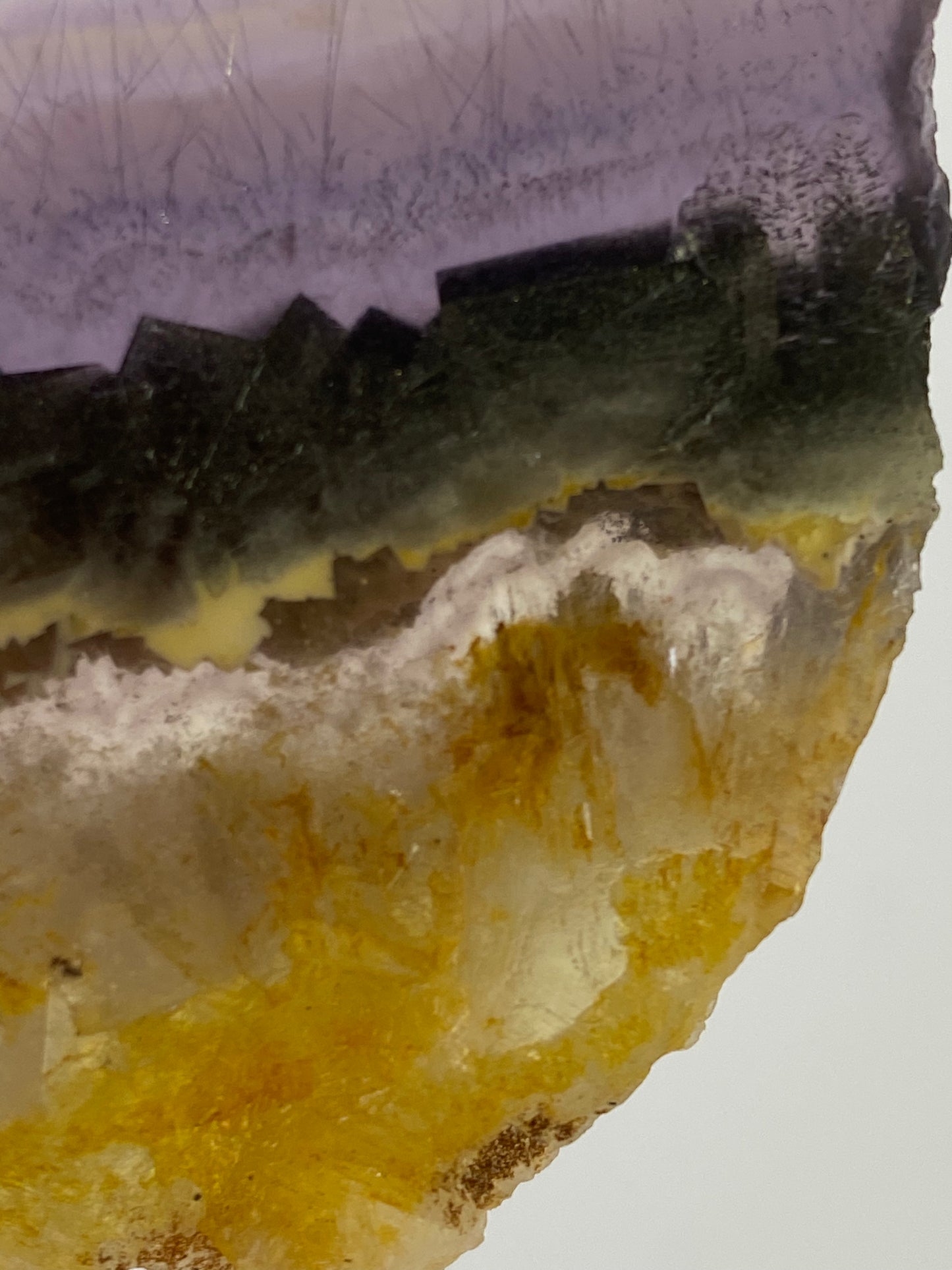 Rare Rainbow Fluorite with Pyrite Layer - Slab #FP006