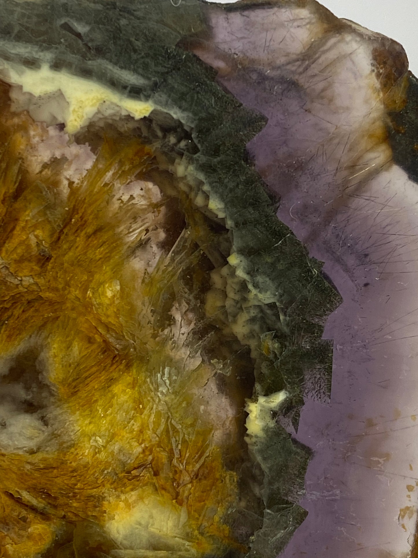 Rare Rainbow Fluorite with Pyrite Layer - Slab #FP008